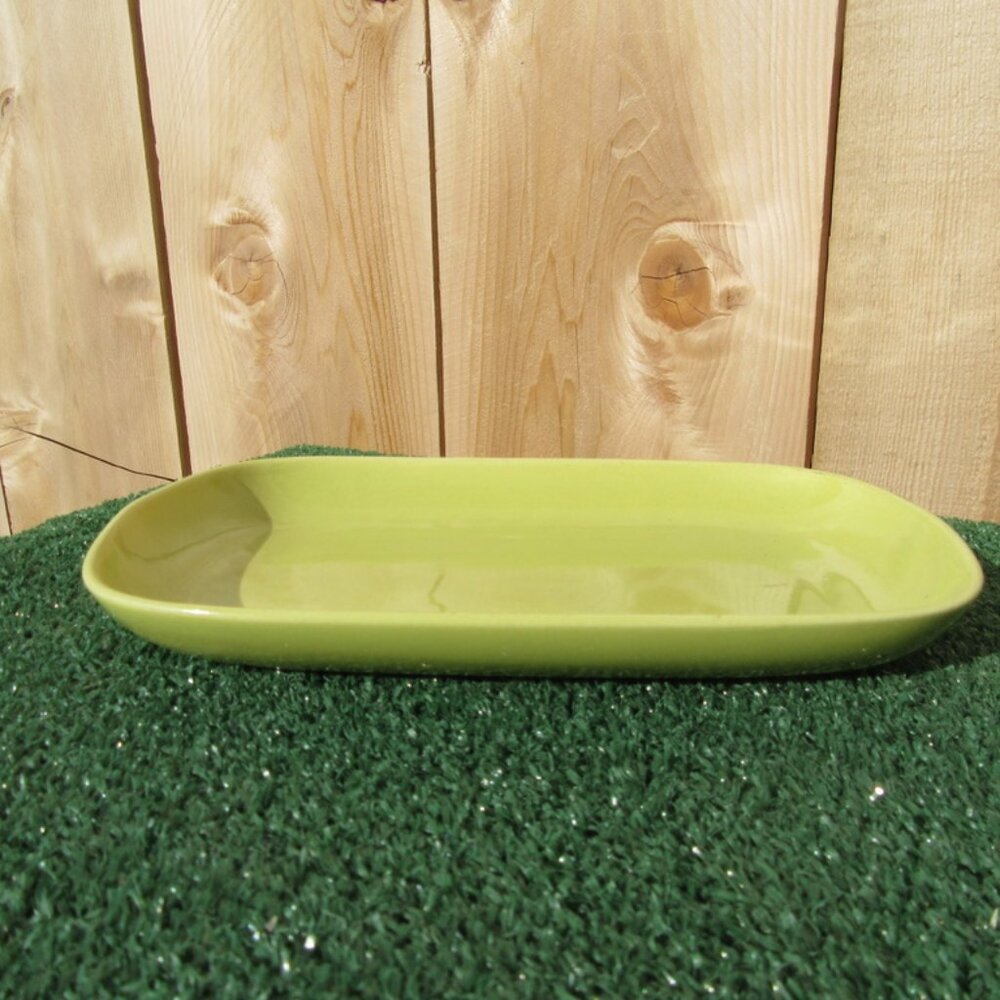 Vintage Bauer Pottery Lime Green Rectangular Plate Dish MCM